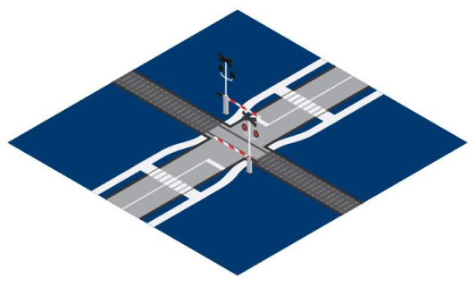 Isometric diagram of at-grade crossing